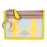 画像: 【COACH】コーチ カードケース キャンバス レザー プレイド チェック キーリング付き ミニ スキニー IDケース コインケース ブライトメイズマルチ（日本未発売）