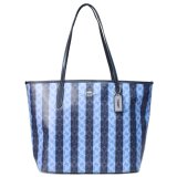 画像: 【COACH】コーチ バッグ コーティングキャンバス レザー シグネチャー ストライプ ロゴ シティ トートバッグ デニム×ミッドナイトネイビー〔日本未発売〕