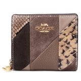 画像: 【COACH】コーチ 財布 レザー スエード パイソン スネーク パッチワーク ロゴ チャーム スナップ ウォレット 二つ折り 財布 マッシュルームマルチ（日本未発売）