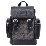 画像: 【COACH】コーチ バックパック ジャガード レザー シグネチャー スリング スプリント ロゴ フラップ ワンショルダー リュックサック ボディバッグ チャコール×ブラック〔日本未発売〕