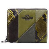 画像: 【COACH】コーチ 財布 レザー スエード パイソン スネーク パッチワーク ロゴ チャーム スナップ ウォレット 二つ折り 財布 オリーブマルチ（日本未発売）