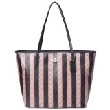 画像: 【COACH】コーチ バッグ コーティングキャンバス レザー シグネチャー ストライプ ロゴ シティ トートバッグ ウォルナット×タン〔日本未発売〕