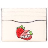 画像: 【COACH】コーチ カードケース ストロベリー イチゴ ぺブルレザー ロゴ スリム ID パスケース カードケース 定期入れ 名刺入れ チャークマルチ(日本未発売)