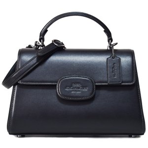 画像: 【COACH】コーチ バッグ レザー エライザ ロゴ トップ ハンドル サッチェル クロスボディ 2WAY ショルダー ハンドバッグ ブラック（日本未発売）