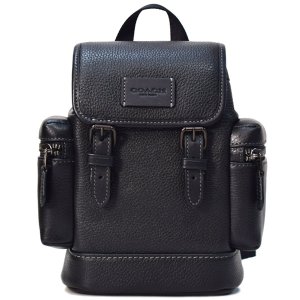 画像: 【COACH】コーチ バックパック ぺブルレザー スリング スプリント スモール ロゴ フラップ ワンショルダー リュックサック ボディバッグ ブラック〔日本未発売〕
