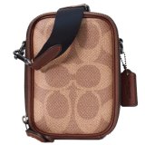 画像: 【COACH】コーチ メンズ バッグ コーティングキャンバス レザー シグネチャー スタントン 2WAY クロスボディ 斜め掛け ショルダー バッグ タン×ビンテージブラウン〔日本未発売〕
