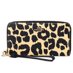 画像: 【COACH】コーチ 長財布 レオパード ヒョウ柄 アニマル ぺブルレザー ロゴ リストレット ロング ジップ アラウンド 長財布 レオパードマルチ（日本未発売）