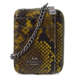 画像: 【COACH】コーチ カードケース パイソン レザー アニマル スネーク チェーン ロゴ ジップ カードケース カードポーチ 定期入れ 名刺入れ コインケース オリーブマルチ(日本未発売)