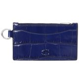 画像: 【COACH】コーチ カードケース メンズ クロコダイル エンボスドレザー ジップ カードケース Dカン Dリング付き ロゴ コインケース 小銭入れ ネイビー〔日本未発売〕