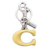 画像: 【COACH】コーチ キーホルダー メタル レザー シグネチャー C ロゴ ビッグモチーフ バッグチャーム キーリング キーホルダー シルバー×イエロー（日本未発売）