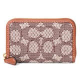 画像: 【COACH】コーチ カードケース ジャガード レザー シグネチャー エッセンシャル スモール ジップ アラウンド スクエア スリム コインケース ブラウンマルチ（日本未発売）