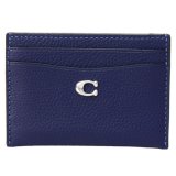画像: 【COACH】コーチ カードケース ぺブルレザー C ロゴ カードケース スリム パスケース 定期入れ 名刺入れ ダークネイビー（日本未発売）