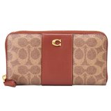 画像: 【COACH】コーチ 長財布 コーティングキャンバス レザー シグネチャー ロゴ アコーディオン ジップ ウォレット 長財布 ブラス×タンラスト（日本未発売）