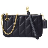 画像: 【COACH】コーチ バッグ キルティング レザー チェーン ピロー リストレット 3way クラッチ ポーチ ショルダー ハンドバッグ ブラック（日本未発売）