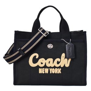 画像: 【COACH】コーチ バッグ キャンバス カーゴ トート 刺繡 ロゴ 2WAY クロスボディ ショルダー ハンドバッグ キャンバストート ブラック（日本未発売）