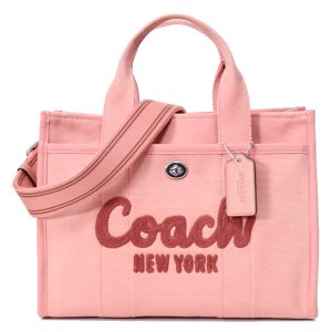 画像: 【COACH】コーチ バッグ キャンバス カーゴ トート 刺繡 ロゴ 2WAY クロスボディ ショルダー ハンドバッグ キャンバストート ライトピーチ（日本未発売）