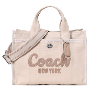 画像: 【COACH】コーチ バッグ キャンバス カーゴ トート 刺繡 ロゴ 2WAY クロスボディ ショルダー ハンドバッグ キャンバストート ダークナチュラル（日本未発売）