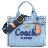 画像: 【COACH】コーチ バッグ デニム カーゴ トート 刺繡 20 ミニ ロゴ 2WAY クロスボディ ショルダー ハンドバッグ キャンバストート インディゴ（日本未発売）