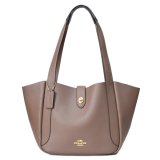 画像: 【COACH】コーチ バッグ レザー ターンロック ハドリー ロゴ トートバッグ ダークストーン〔日本未発売〕