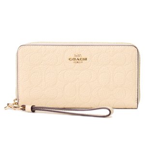 画像: 【COACH】コーチ 長財布 ぺブルレザー シグネチャー 型押し リストレット ロング ジップ アラウンド 長財布 オート（日本未発売）