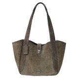 画像: 【COACH】コーチ バッグ スエード レザー ターンロック ハドリー ロゴ トートバッグ アーミーグリーン〔日本未発売〕