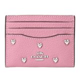 画像: 【COACH】コーチ カードケース レザー スタッズ ハート リベット ロゴ スリム ID パスケース カードケース  定期入れ 名刺入れ ピオニー（日本未発売）