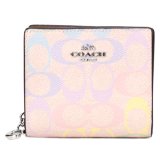 画像: 【COACH】コーチ 財布 コーティングキャンバス レザー シグネチャー レインボー ロゴ チャーム スナップ ウォレット 二つ折り 財布 サンドマルチ（日本未発売）