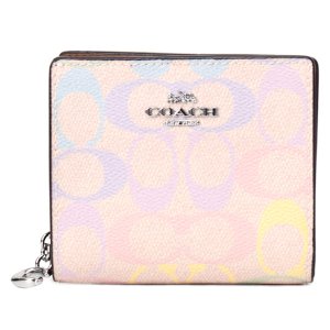 画像: 【COACH】コーチ 財布 コーティングキャンバス レザー シグネチャー レインボー ロゴ チャーム スナップ ウォレット 二つ折り 財布 サンドマルチ（日本未発売）