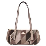 画像: 【COACH】コーチ バッグ パッチワーク スエード パイソン レザー スネーク アッシャー 横長 ショルダーバッグ マッシュルームマルチ（日本未発売）