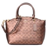 画像: 【COACH】コーチ バッグ コーティングキャンバス レザー シグネチャー メタリック サドル サッチェル 2WAY クロスボディ 斜め掛け ショルダー ハンドバッグ ブラウン×コッパー〔日本未発売〕