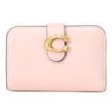 画像: 【COACH】コーチ 財布 レザー タビー ロゴ コンパクト ウォレット 二つ折り財布 ブラス×クリーム（日本未発売）