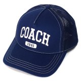 画像: 【COACH】コーチ キャップ 帽子 シグネチャー コットン メッシュ ロゴ エンブロイダード トラッカー ハット ネイビー XS/S〔日本未発売〕