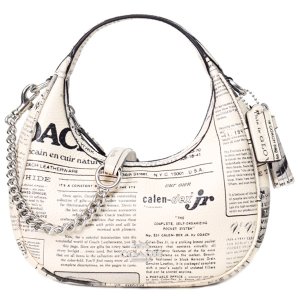 画像: 【COACH】コーチ バッグ レザー ニュースペーパー プリント カルメン ミニ ロゴ 2way チェーン クロスボディ 斜め掛け ショルダーバッグ ハンドバッグ チャークマルチ（日本未発売）