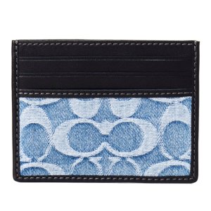 画像: 【COACH】コーチ カードケース デニム レザー シグネチャー スリム カードケース ID パスケース 名刺入れ 定期入れ ライトインディゴ（日本未発売）