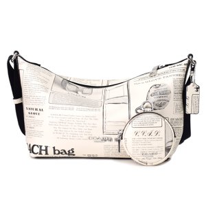 画像: 【COACH】コーチ バッグ メンズ レザー ニュースペーパー プリント スモール フィン コインケース ポーチ付き クロスボディ 斜め掛け ショルダーバッグ チャークマルチ（日本未発売）