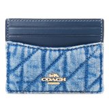 画像: 【COACH】コーチ カードケース デニム レザー キルティング ロゴ スリム ID パスケース カードケース  定期入れ 名刺入れ インディゴ（日本未発売）
