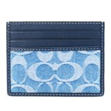 画像: 【COACH】コーチ カードケース デニム レザー シグネチャー スリム カードケース ID パスケース 名刺入れ 定期入れ デニム（日本未発売）