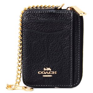 COACH】コーチ シグネチャー チェーン ロゴ ジップ カードケース