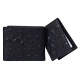画像: 【COACH】コーチ 財布 メンズ レザー シグネチャー 型押し スリーインワン コンパクト ID カードケース付き 2点セット 二つ折り財布 ブラック（日本未発売）