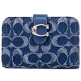 画像: 【COACH】コーチ 財布 デニム レザー シグネチャー タビー ロゴ コンパクト ウォレット 二つ折り財布 ディープブルーマルチ（日本未発売）