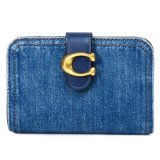 画像: 【COACH】コーチ 財布 デニム レザー タビー ロゴ コンパクト ウォレット 二つ折り財布 ディープブルー（日本未発売）