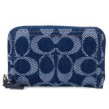 画像: 【COACH】コーチ カードケース デニム レザー シグネチャー エッセンシャル スモール ジップ アラウンド スクエア スリム コインケース ディープブルーマルチ（日本未発売）