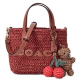 画像: 【COACH】コーチ バッグ かごバッグ ストロー レザー ミニ シティ トート チャーム付き ロゴ 2WAY クロスボディ ショルダー ハンドバッグ ラシット（日本未発売）