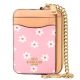 画像: 【COACH】コーチ コインケース レザー フラワー 花柄 チェーン ロゴ ジップ カードケース カードポーチ 定期入れ 名刺入れ 小銭入れ ピンクマルチカラー（日本未発売）