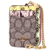 画像: 【COACH】コーチ カードケース パイソン ジャガード レザー シグネチャー アニマル スネーク チェーン ロゴ ジップ カードケース カードポーチ 定期入れ 名刺入れ コインケース オークマルチ（日本未発売）