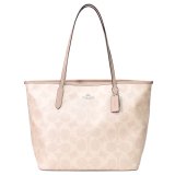 画像: 【COACH】コーチ バッグ トート コーティングキャンバス レザー シグネチャー ロゴ ラージ シティ トートバッグ サンド×トープ〔日本未発売〕