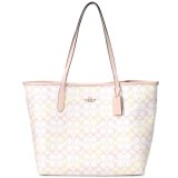 画像: 【COACH】コーチ バッグ トート コーティングキャンバス レザー シグネチャー ロゴ シティ トートバッグ チャーク×ピンク〔日本未発売〕