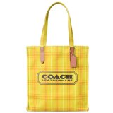 画像: 【COACH】コーチ バッグ トート チェック柄 キャンバス レザー プラッド プリント ロゴ トートバッグ バーニッシュアンバー〔日本未発売〕