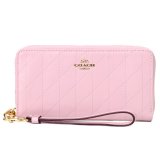 画像: 【COACH】コーチ 長財布 キルティング シャイニー スムースレザー ロゴ リストレット ロング ジップ  アラウンド 長財布 カーネーション（日本未発売）