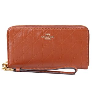 画像: 【COACH】コーチ 長財布 キルティング シャイニー スムースレザー ロゴ リストレット ロング ジップ  アラウンド 長財布 シナモン（日本未発売）